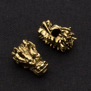 Pair of antique bronze dragon head beads for DIY bracelets and jewelry making