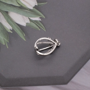 Silver teardrop hollow pearl cage pendant for DIY jewelry making accessories