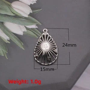 Silver teardrop bird nest charm for DIY jewelry, measuring 24mm by 15mm and weighing 1.0g