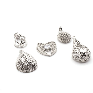 Silver vintage heart and birdnest pearl pendants set for handmade DIY jewelry making