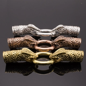 Three vintage plating alloy dragon head clasps for DIY jewelry in gold, silver, and bronze