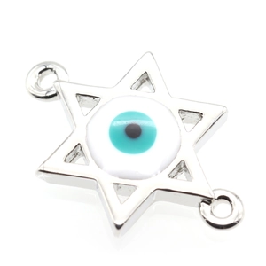 Star of David jewelry connector with evil eye detail for DIY bracelets and necklaces