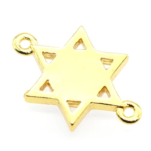 Polished gold hexagram star connector charm for DIY necklace and bracelet jewelry