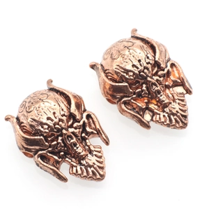 Vintage bronze skull beads for DIY jewelry making and paracord craft accessories