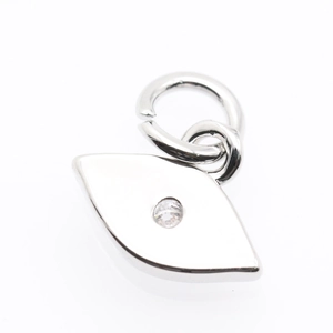 Silver evil eye charm with sparkling zircon stone for DIY jewelry necklace making