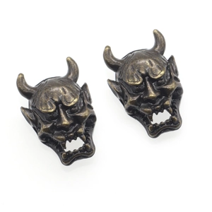 Retro zinc alloy Hannya mask charms with horns for DIY jewelry making and bracelets