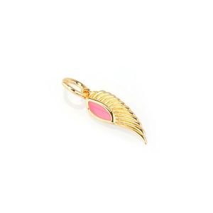 Goldener Flügel-Anhänger mit rosa tropfenförmigem Edelstein für DIY Halsketten Schmuck