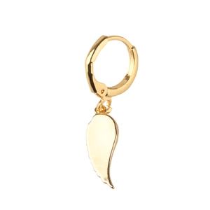 Fashionable golden angel wing drop earrings with minimalist huggie hoop design for women