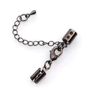 Gunmetal lobster clasp with extension chain and end caps for DIY jewelry making