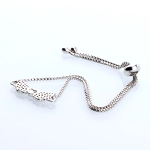Adjustable silver angel wing heart bracelet with box chain and polished sliding clasp