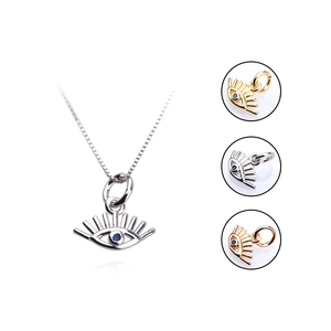 Pendentif Mauvais Œil en Cuivre Bohème Avec Zircon Bleu Forme d'Œil Charme de Cils pour Collier Bracelet DIY Bijoux Femme