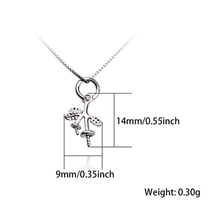 Polished silver floral branch pendant base for DIY jewelry making with two pin bails