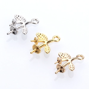 Floral leaf pendant connectors in gold, silver and rose gold for DIY jewelry making