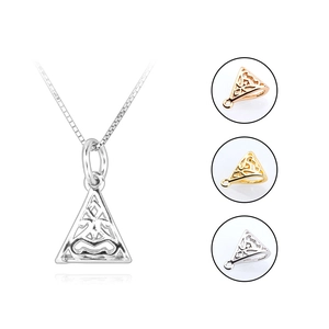 Hollow Triangle Celtic Knot Pendant DIY Jewelry Accessories Copper Gold Silver Plated Ethnic Geometric Charm For Women