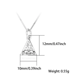 Polynesian style hollow triangle pendant necklace in silver with tribal geometric patterns
