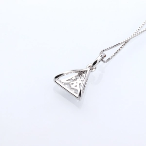 Hollow triangle pendant necklace in silver finish with geometric pattern and box chain