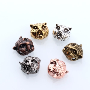 DIY jewelry leopard head beads set in gold, silver, bronze and black zinc alloy finish