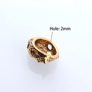 Golden leopard head alloy spacer beads for DIY jewelry with 2mm hole for bracelets
