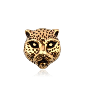 Leopard Head Beads Alloy Animal Charms For Jewelry Making DIY Bracelets Necklaces Vintage Metal Spacer Beads Accessories