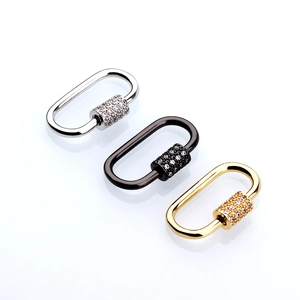 Three-color zircon paved screw clasps in gold, silver, and black for DIY jewelry designs