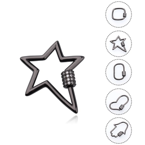 Copper Pave Rhinestone Spiral Screw Clasp For DIY Jewelry Necklace Bracelet Making Star Heart Square Hamsa Hand Connector