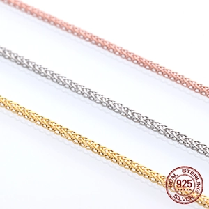 925 Sterling Silver Spiga Wheat Chain Necklace For Women Electroplated Classic Clavicle Chain Jewelry Accessory Gift