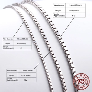 S925 Sterling Silber Venezianerkette Halskette in 1.0mm 1.2mm 1.5mm Breite