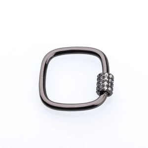Close-up of gunmetal square carabiner clasp with micro-pave crystals for DIY jewelry