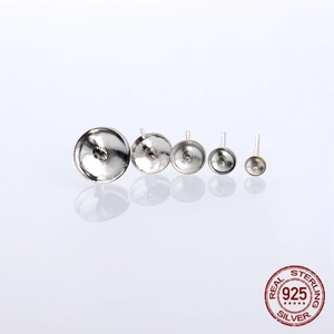 5-piece set of S925 sterling silver earring base pins in various sizes for DIY jewelry making