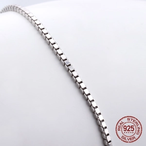 Klassische S925 Sterlingsilber Box-Halskette mit hochglanzpoliertem Metallglanz