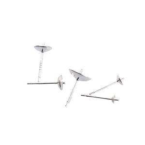 Five S925 sterling silver bowl pins for DIY pearl earring jewelry making and crafting