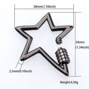 Star shaped metal jewelry clasp in gunmetal finish with clear zircon spiral lock detail
