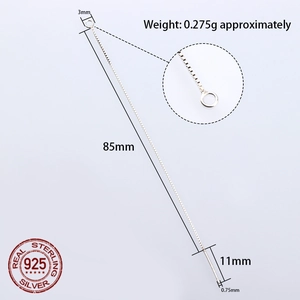 Ohrringe aus S925 Sterlingsilber mit Boxkette, Ring und Stift, Gesamtlänge 85mm für Schmuck