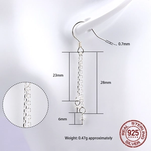 925 sterling silver tassel earring hook with delicate chain for DIY jewelry making