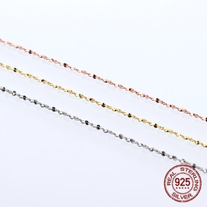 Collares minimalistas de plata de ley S925 en acabados oro rosa, dorado y plateado