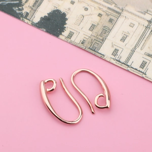 Detailed view of rose gold plated minimalist ear hooks for DIY jewelry making