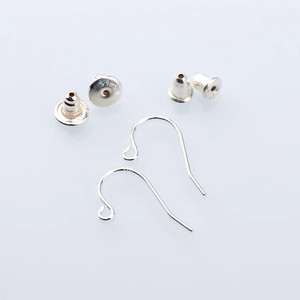 Detailed view of S925 sterling silver earring hooks and backs with S925 hallmarks