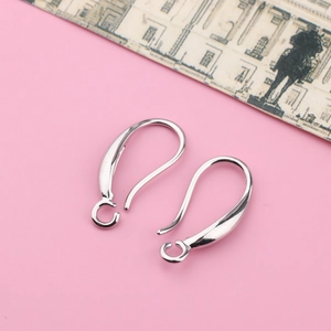 Polished silver teardrop earring hooks with closed loops for DIY jewelry making