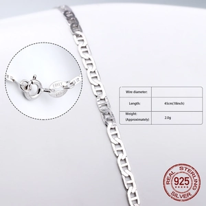 Detail of S925 sterling silver anchor chain with ITALY stamp and 45cm length specs