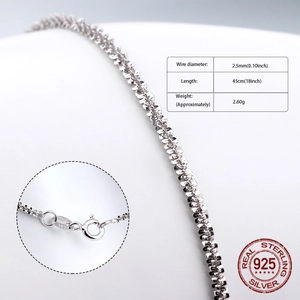 Detail of 925 sterling silver 2.5mm necklace with spring clasp and Italian hallmark