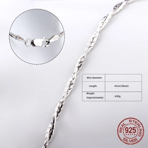 Detail of S925 sterling silver water wave chain with lobster clasp and 45cm size mark