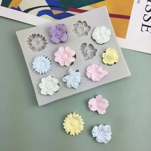 DIY silicone mold for flower shaped fondant cakes and handmade resin floral crafts