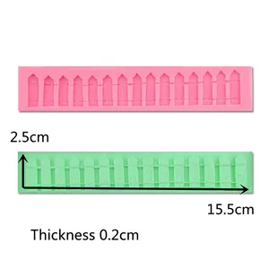 Silicone picket fence mold for DIY cake decorating and clay molding in pink and green