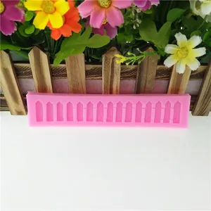Pink silicone fence mold for DIY fondant cake borders and decorative chocolate crafts