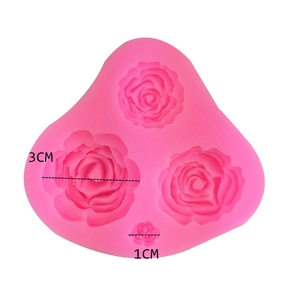 Moule en silicone rose 4 pièces pour fondant et pâtisserie avec cavités fleurs 3D