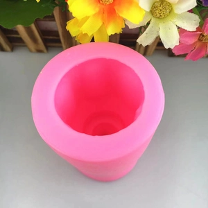 Stampo cilindrico 3D in silicone rosa per candele a biberon e decorazione torte fondant