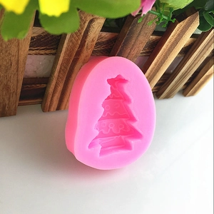 Pink Christmas tree silicone mold for DIY handmade soap, candles, and fondant baking