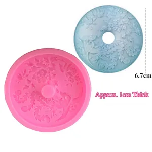 Pink silicone peacock and flower cake mold for wedding baking with 6.7cm diameter
