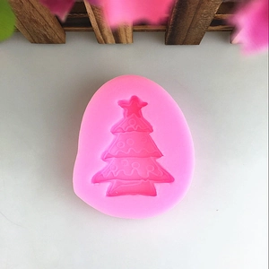 Pink Christmas tree silicone mold for DIY handmade chocolate and fondant cakes