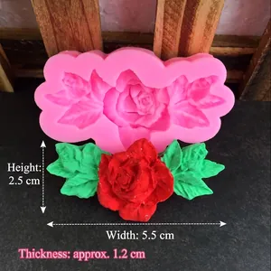 DIY rose bouquet silicone mold for fondant and chocolate cake decoration with size details